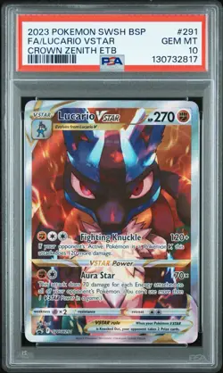 PSA 10 Lucario VSTAR SWSH291 Crown Zenith Pokemon SWSH English ETB Promo - Image 1