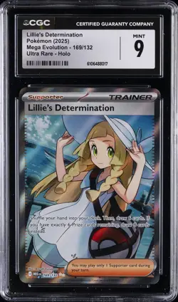 2025 POKEMON MEGA EVOLUTION ULTRA RARE HOLO #169 LILLIE'S DETERMINATION CGC 9 - Image 1