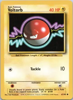 Voltorb 67/102 Base Set Unlimited Common Pokemon TCG - Image 1