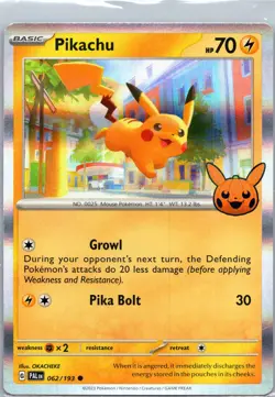 Pokemon Pikachu ✨ Holofoil Common Trick or Trade BOOster Bundle 2023 062/193 NM - Image 1