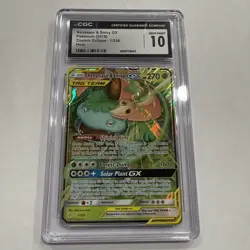 2019 POKEMON SUN & MOON COSMIC ECLIPSE #1 VENUSAUR & SNIVY GX CGC 10 - Image 1