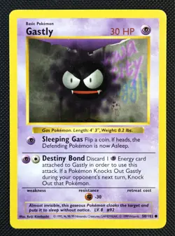 Gastly MP Shadowless Base Set 50/102 Pokemon TCG Regular - Image 1