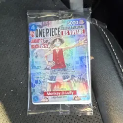 Bandai Namco One Piece CCG Monkey D. Luffy Promo Holo Card College Basketball U… - Image 1