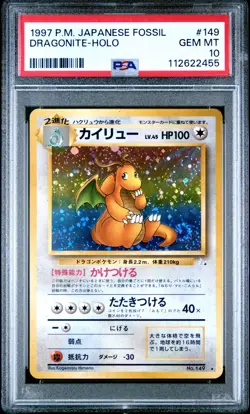 Pokemon Card PSA 10 Dragonite Holo Fossil #149 - Image 1