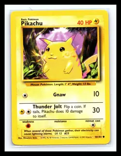 💥 Pikachu Non Holo Foil - Pokemon TCG 1999 Base Set Vintage Card # 58/102 - Image 1