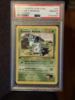 1st Edition Giovanni's Nidoran 75/132 Gym Challenge PSA 10 Gem Mint WOTC - Image 1