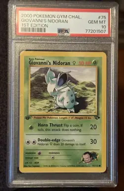 1st Edition Giovanni's Nidoran 75/132 Gym Challenge PSA 10 Gem Mint WOTC - Image 2
