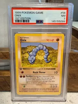 1999 Pokemon Base Set! Onix - First Edition! 56/102. PSA 7 - Image 1