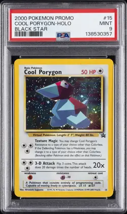 2000 POKEMON PROMO BLACK STAR #15 COOL PORYGON-HOLO PSA 9 - Image 1