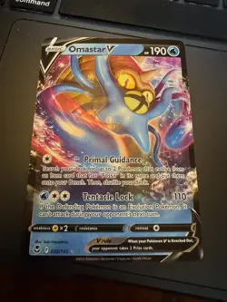 Pokemon TCG Omastar V SWSH Silver Tempest 035/195 Ultra Holo Rare Card NM - Image 1