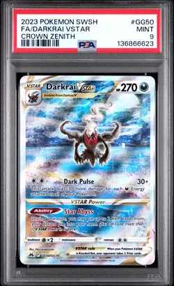 2023 POKEMON SWORD & SHIELD CROWN ZENITH #GG50 FULL ART/DARKRAI VSTAR PSA 9 - Image 1