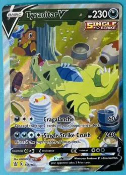 Pokemon Tyranitar V Full Art Single Strike Ultra Rare Holo 155/163 Battle Styles - Image 1