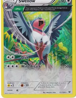 SWELLOW 72/108 REVERSE HOLO POKEMON ROARING SKIES - Image 1