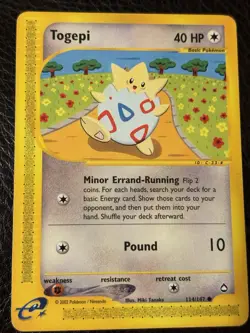 Pokemon Togepi Card 114/147 Regular/Non-Holo Aquapolis - Image 1