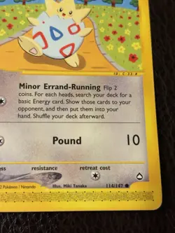 Pokemon Togepi Card 114/147 Regular/Non-Holo Aquapolis - Image 4