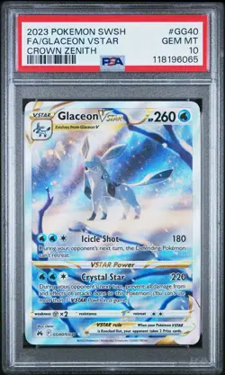 2023 Pokemon Sword and Shield Crown Zenith - Glaceon VSTAR GG40 PSA 10 - Image 1