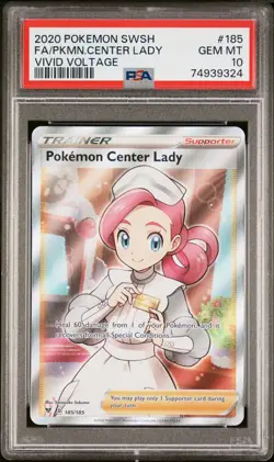 2020 POKEMON SWORD & SHIELD VIVID VOLTAGE FULL ART/POKEMON CENTER LADY PSA 10 - Image 1
