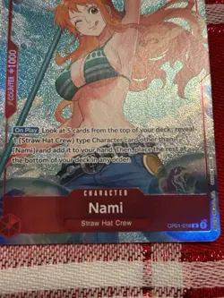 Nami Alt Art Pre-Errata OP01-016 One Piece TCG Wave 1 Alternate Blue Bottom - Image 2