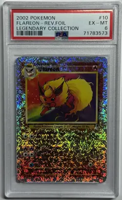 Pokemon 2002 Flareon Legendary Collection Reverse Holo Foil Card PSA 6 10/110 - Image 1