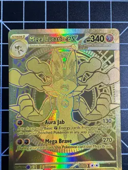 Mega Lucario ex 188/132 Gold Hyper Rare Pokemon Mega Evolution TCG - Image 5