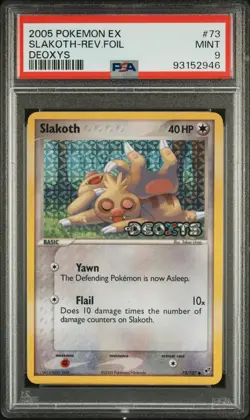 2005 POKEMON EX DEOXYS #73 SLAKOTH-REVERSE FOIL PSA 9 - Image 1