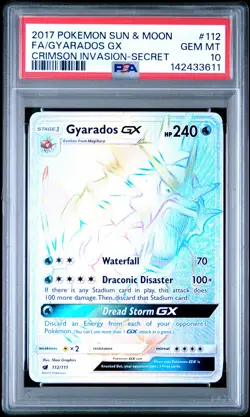 2017 POKEMON SUN & MOON CRIMSON INVASION SECRET #112 FULL ART/GYARADOS GX PSA 10 - Image 1