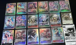 One Piece Op-14 English Card Lot & Dash Pack - 16 SR - 1 R - 1 Dash Pack + Extra - Image 1