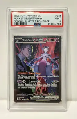 2025 Pokemon Destined Rivals #231 Team Rocket's Mewtwo EX (SIR) PSA 9 MINT Card - Image 1