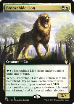 MTG Bronzehide Lion Theros Beyond Death EXTENDED ART RARE NM/M - Image 1