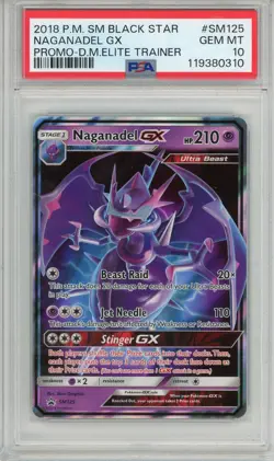 2018 POKEMON SUN MOON SM125 NAGANADEL GX GEM MT PSA 10 DRAGON MAGESTY ETB PROMO - Image 1
