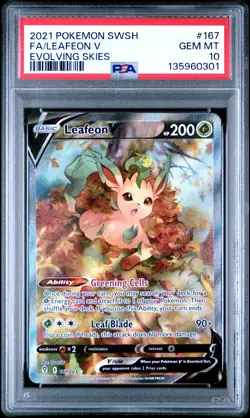 2021 POKEMON SWORD & SHIELD EVOLVING SKIES #167 FULL ART/LEAFEON V PSA 10 - Image 1