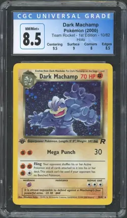 2000 Pokemon Team Rocket Dark Machamp 1st Edition Holo 10/82 CGC 8.5 - Image 1