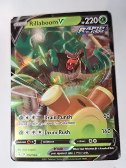Rillaboom V 022/264 Swsh08: Fusion Strike Ultra Pokemon Holo Foil Rare Nice! - Image 1