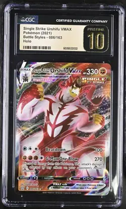 POKEMON CGC PRISTINE 10 SINGLE STRIKE URSHIFU VMAX 086 BATTLE STYLES - Image 1