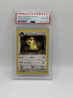 Pokemon Team Rocket Dark Raticate 51/82 1st Edition PSA 10 - Image 1