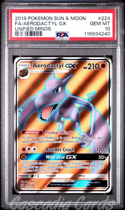 PSA 10 Aerodactyl GX Full Art 224/236 Unified Minds Pokemon - Image 1