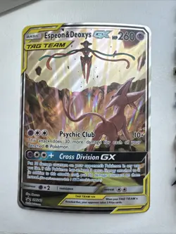 Pokemon TCG Espeon & Deoxys GX SM240 Black Star Promo Full Art Holo Card (Jumbo) - Image 1