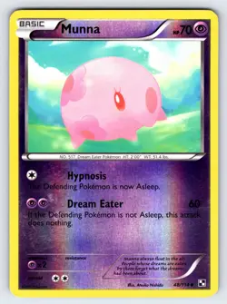 Munna 48/114 2011 Black & White Base Set Pokemon Card Reverse Holo Common Lp/Vlp - Image 1