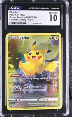 Pokemon Pikachu GG30/GG70 CGC Gem Mint 10 Crown Zenith Galarian Gallery - Image 1