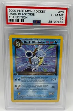 2000 Pokemon Team Rocket 1st Edition Dark Blastoise #20 PSA 10 - Image 1