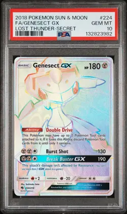 2018 POKEMON SUN & MOON LOST THUNDER SECRET #224 FULL ART/GENESECT GX PSA 10 - Image 1