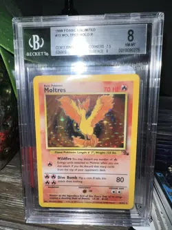 Moltres #12 1999 Fossil Holo Rare BGS 8 Pokemon TCG Rare Low Pop! - Image 1