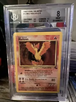 Moltres #12 1999 Fossil Holo Rare BGS 8 Pokemon TCG Rare Low Pop! - Image 2
