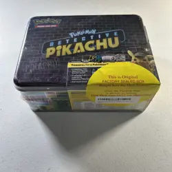 Pokemon TCG Detective Pikachu Metal Collector Lunch Box New Factory Sealed - Image 2