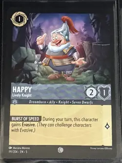 Disney Lorcana Snow White Theme 6 Card Lot Dopey/Happy/Sleepy/Sneezy/Bashful - Image 2