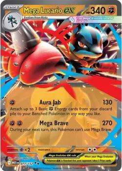 Mega Lucario ex 077/132 Holo ME01: Mega Evolution Pokemon Card - Image 1