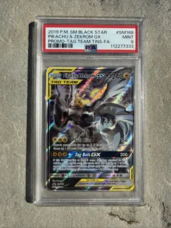 2019 Pokemon #SM168 Pikachu & Zekrom Gx Promo-Tag Team Tins-Fa PSA 9 - Image 1