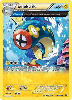 Eelektrik (Alpha) 64/160 Reverse Holo Rare XY - Primal Clash Pokemon Card - Image 1