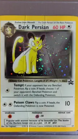 Pokemon Dark Persian Holo Swirl Black Star Promo Damaged - Image 1