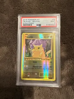 2016 POKEMON XY EVOLUTIONS #35/108 PIKACHU REVERSE HOLO PSA 9 - Image 1